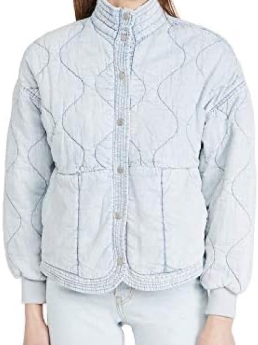 Blank NYC Sunbleached Quilted Puffer Jacket with Blue Stitching size Small - Picture 6 of 9